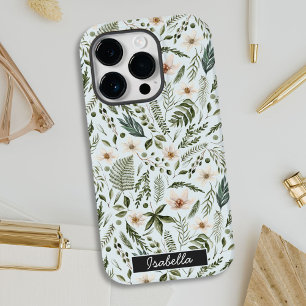 Personalized Name Watercolor Floral  Case-Mate iPhone 14 Pro Case
