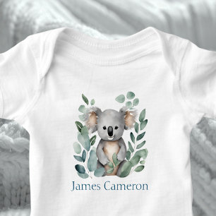 Personalized Name Watercolor Koala Bear Baby Bodysuit
