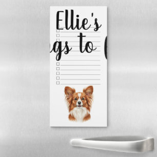 Personalized Name Watercolor Papillon Dog Notes Magnetic Notepad