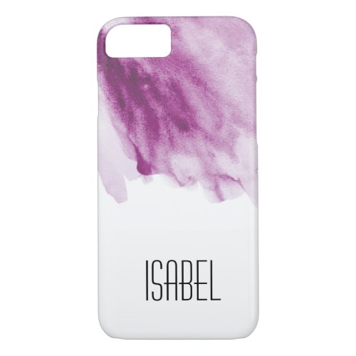 Personalized name watercolor purple splash iPhone 87 case
