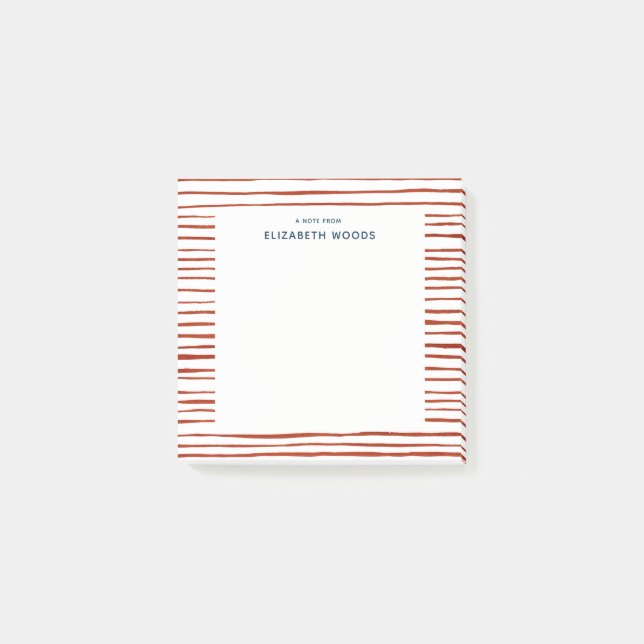  Personalized Name Watercolor Red Striped Holidays Post-it Notes (Front)