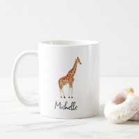 Personalized Name Watercolor Safari Animal Giraffe