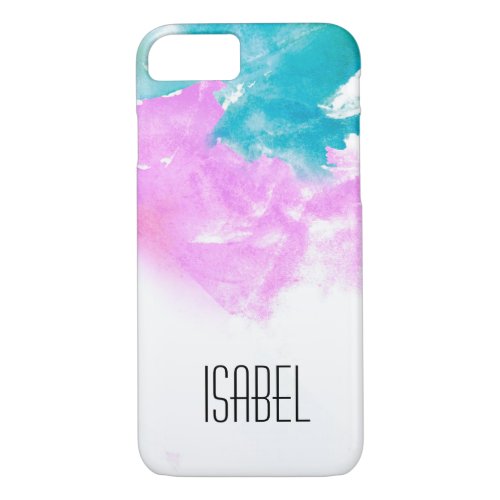 Personalized name watercolor splash iPhone 87 case