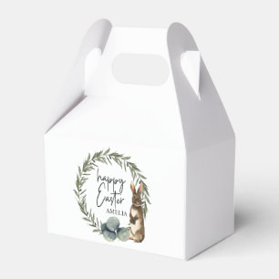 Personalized Name Watercolor Wreath Bunny Easter Favor Boxes