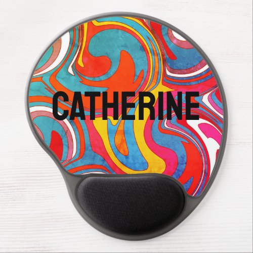 Personalized Name Wavy Groovy Swirl Gel Mouse Pad
