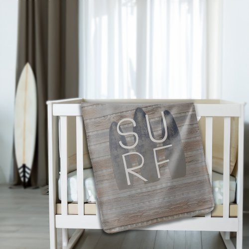 Personalized Name Weathered Beach Driftwood Surf Baby Blanket