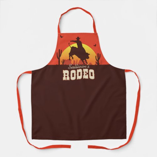 Personalized NAME Western Cowboy Bull Rider Rodeo Apron