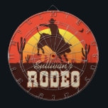 Personalized NAME Western Cowboy Bull Rider Rodeo Dart Board<br><div class="desc">Customizable NAME Western Cowboy Bull Rider Rodeo design - featuring wild west desert sunset with cactus and soaring hawks. Personalize with your Name or Custom Text!</div>