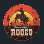 Personalized NAME Western Cowboy Bull Rider Rodeo Dart Board<br><div class="desc">Customizable NAME Western Cowboy Bull Rider Rodeo design - featuring wild west desert sunset with cactus and soaring hawks. Personalize with your Name or Custom Text!</div>