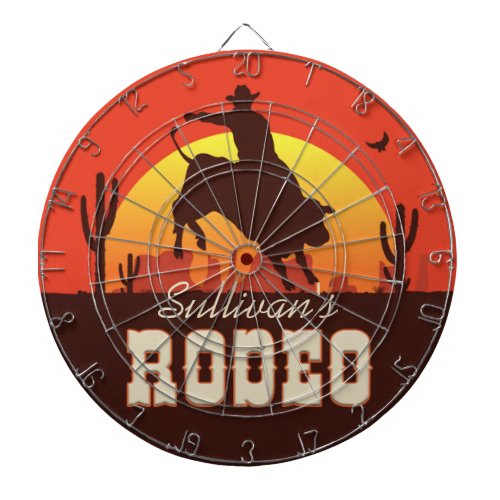 Personalized NAME Western Cowboy Bull Rider Rodeo Dart Board