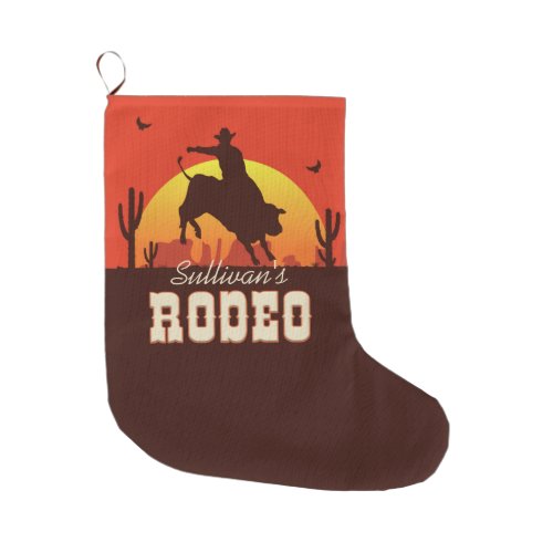 Personalized NAME Western Cowboy Bull Rider Rodeo Large Christmas Stocking
