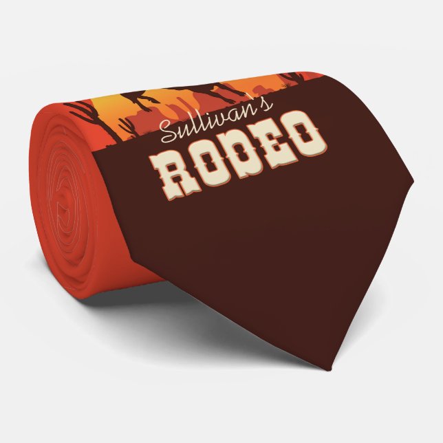 Personalized NAME Western Cowboy Bull Rider Rodeo Neck Tie (Rolled)