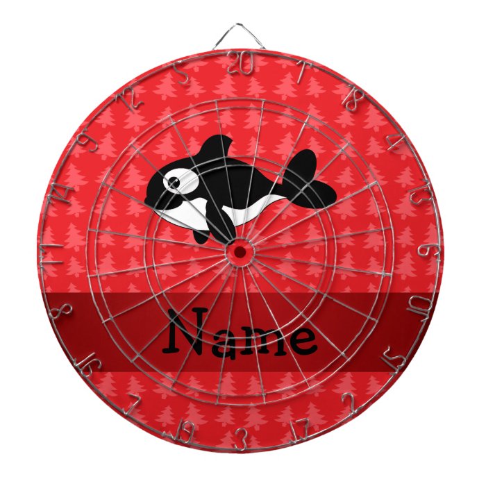 Personalized name whale red christmas trees dartboard with darts
