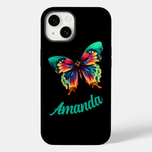 Personalized Name Whimsical Butterfly Watercolor Case_Mate iPhone 14 Case