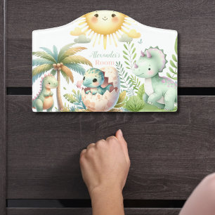Personalized Name Whimsical Pastel Dinosaur Door Sign