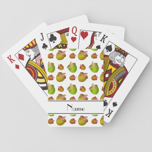 Personalized name white acorns poker cards
