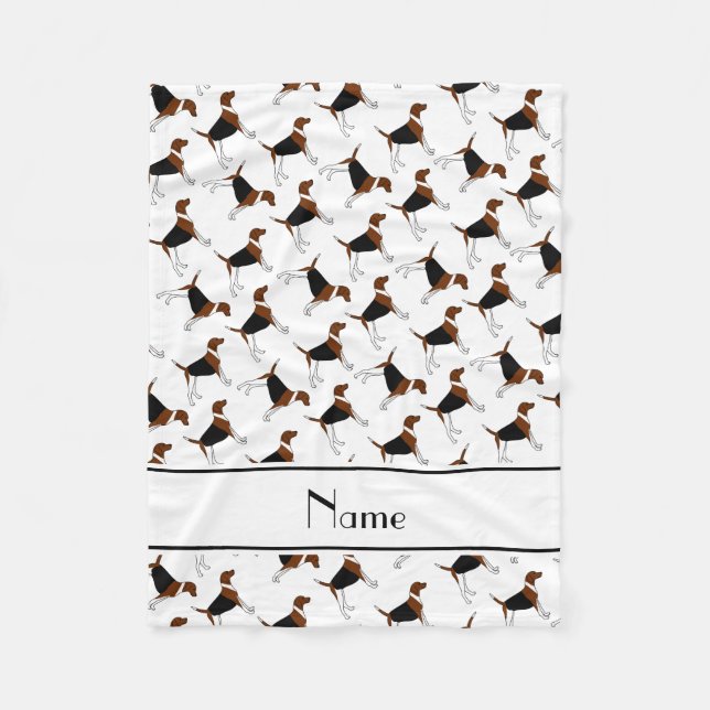 Personalized name white american foxhound dogs fleece blanket (Front)