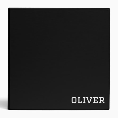Personalized Name White and Black 3 Ring Binder