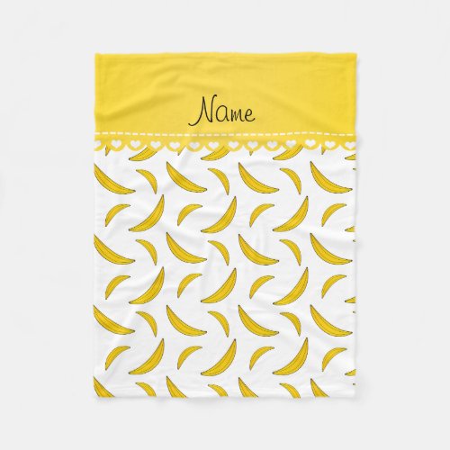 Personalized name white bananas fleece blanket