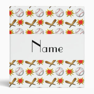 Personalized name white baseball binder