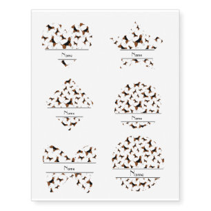 Personalized name white beagle dog pattern temporary tattoos