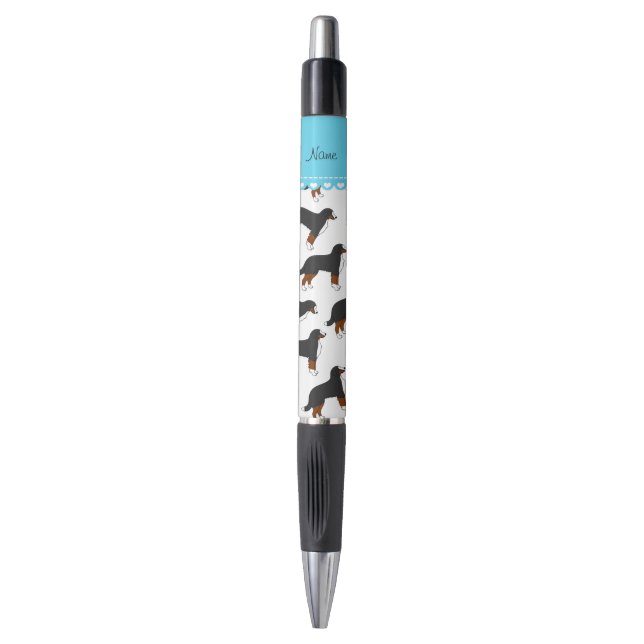 Personalized name white Bernese Mountain dogs Pen (Front Vertical)