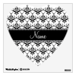 Personalized name White black damask Wall Sticker