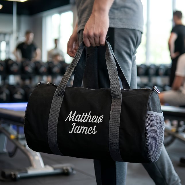 Personalized Name white Black Gym Bag  (Creator Uploaded)