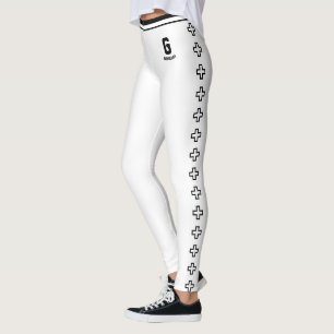 Personalized Name White Black Stripe Cross Pattern Leggings