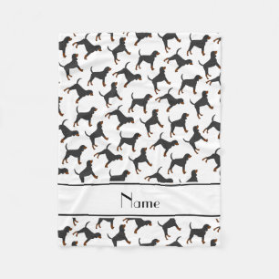 Personalized name white black tan coonhounds fleece blanket