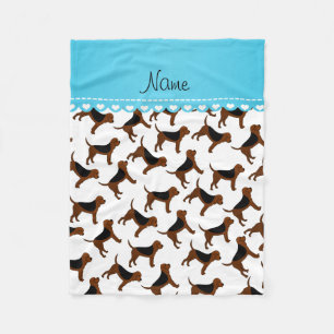 Personalized name white bloodhound dogs fleece blanket
