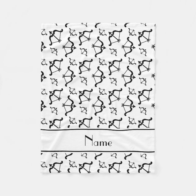 Personalized name white bows arrows fleece blanket (Front)