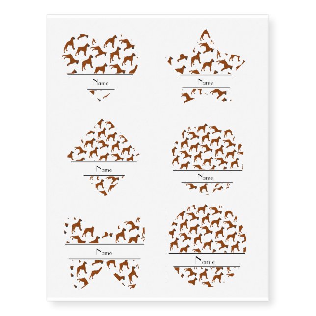 Personalized name white boxer dog pattern temporary tattoos (Front)