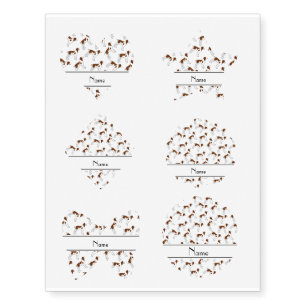Personalized name white brittany spaniel dogs temporary tattoos