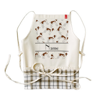 Personalized name white brittany spaniel dogs zazzle HEART apron