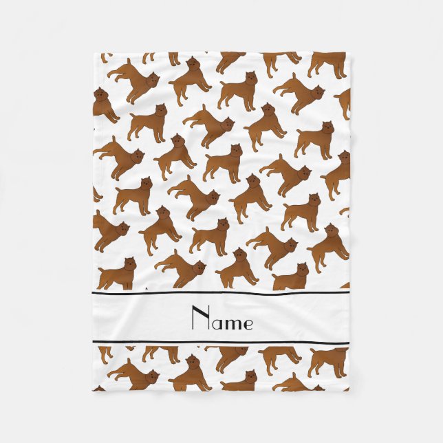 Personalized name white brussels griffon dogs fleece blanket (Front)