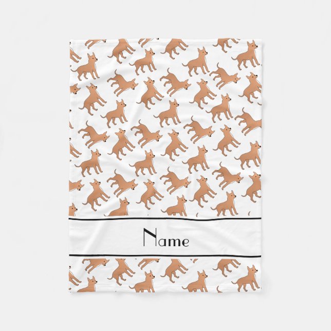 Personalized name white chihuahua dogs fleece blanket (Front)