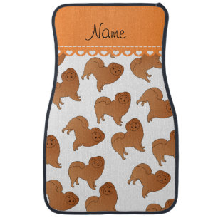 Personalized name white chow chow dogs car mat