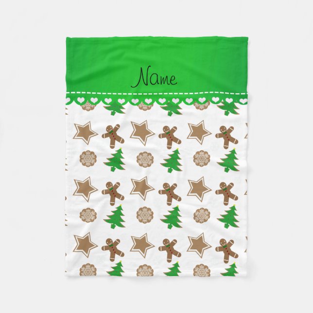 Personalized name white christmas cookies fleece blanket (Front)