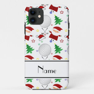 Personalized name white christmas golfing iPhone 11 case
