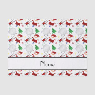 Personalized name white christmas golfing tissue paper