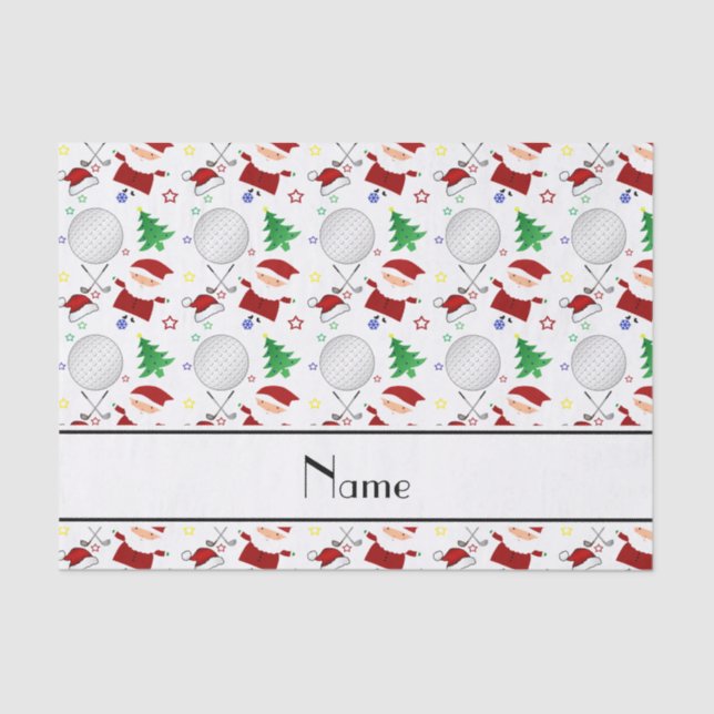 Personalized name white christmas golfing tissue paper (Front)