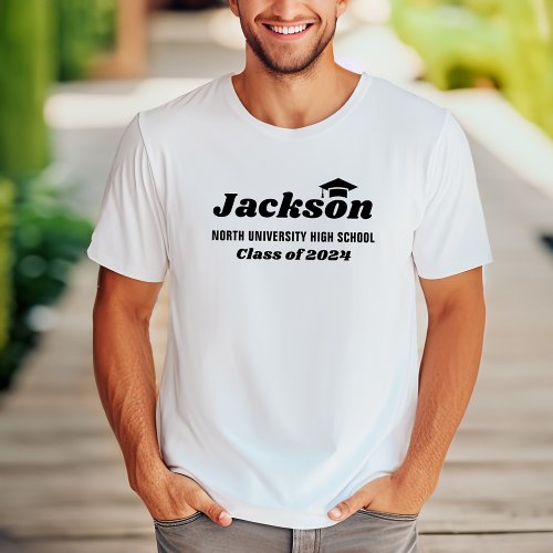 Personalized Name White Class of 2024 Graduation T_Shirt