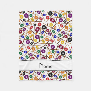 Personalized name white colorful pool pattern fleece blanket
