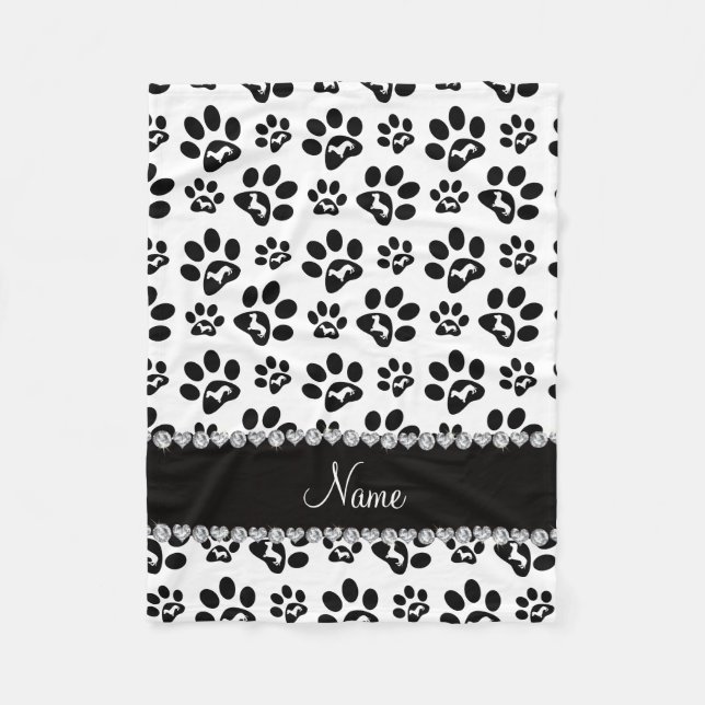 Personalized name white dachshunds dog paws fleece blanket (Front)