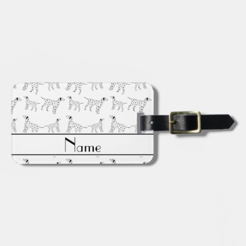 Personalized name white dalmatian dogs luggage tag