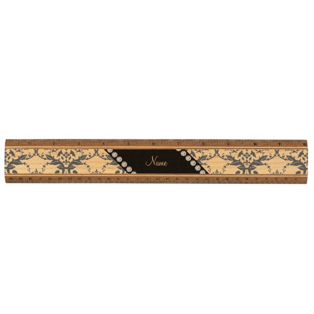 Personalized name White damask Ruler (Front)