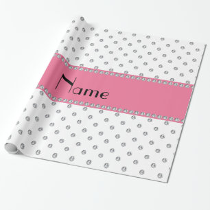 Personalized name white diamonds wrapping paper