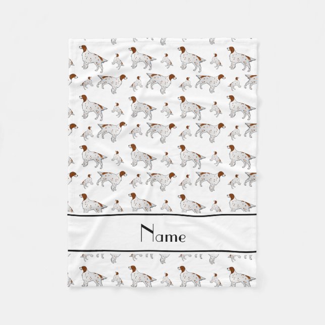 Personalized name white English Setter Fleece Blanket (Front)