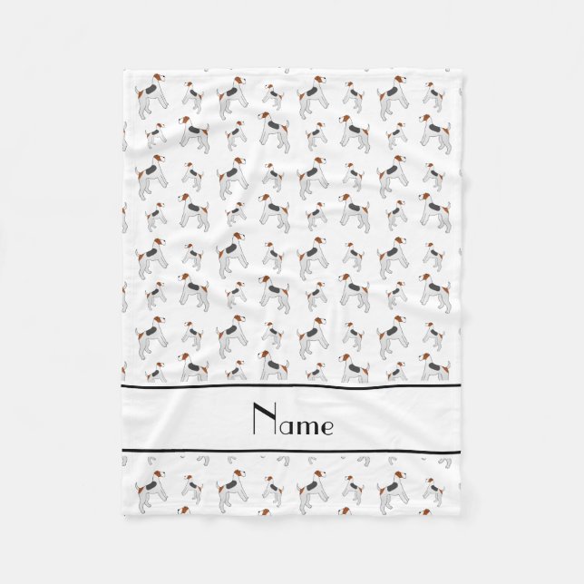 Personalized name white fox terrier dogs fleece blanket (Front)